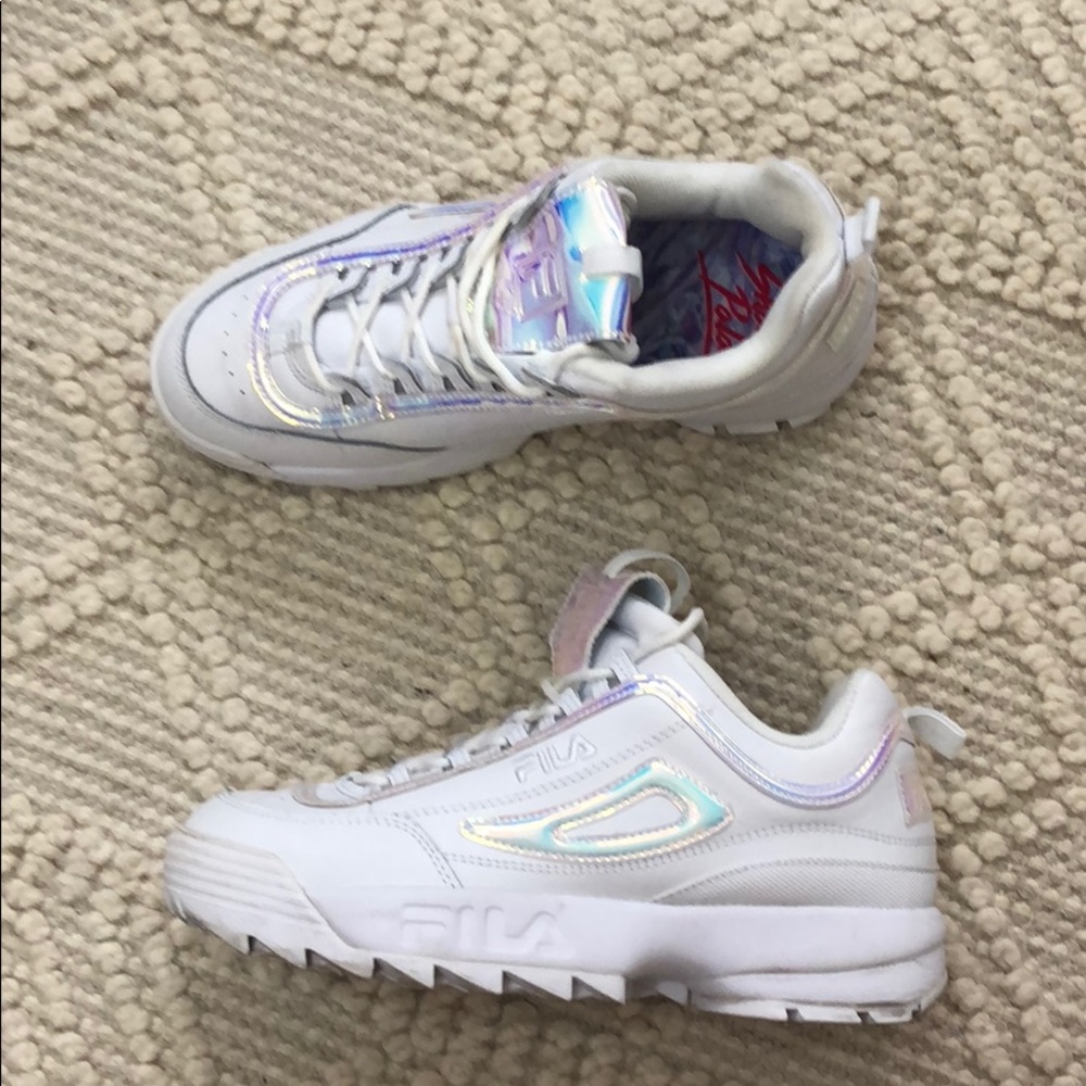 Fila limited edition holographic white sneakers